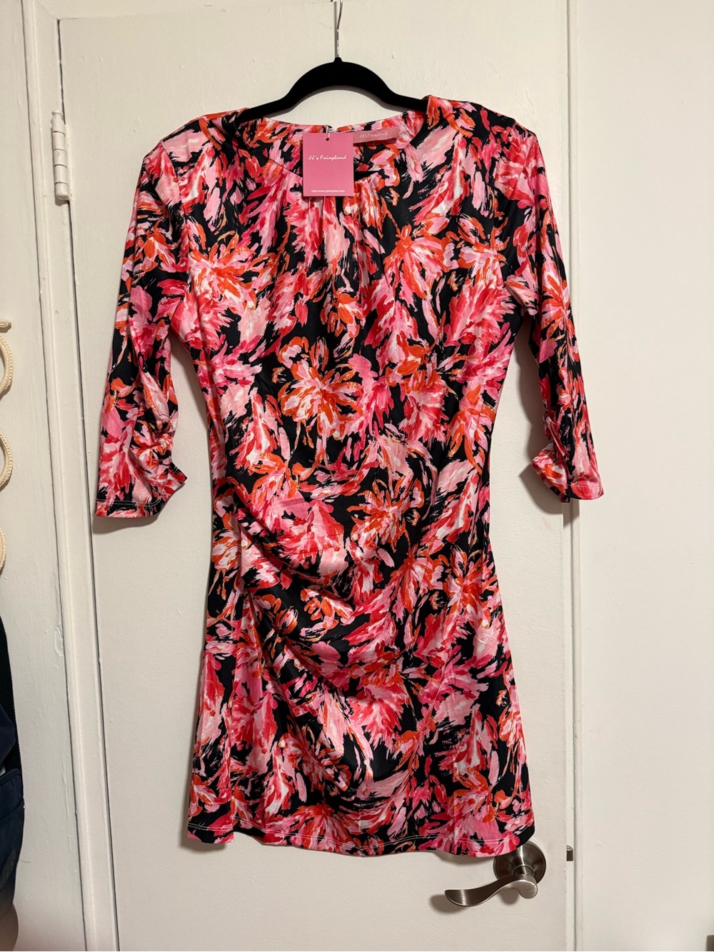JJ’s Fairyland Bright Pink Floral Sheath Dress